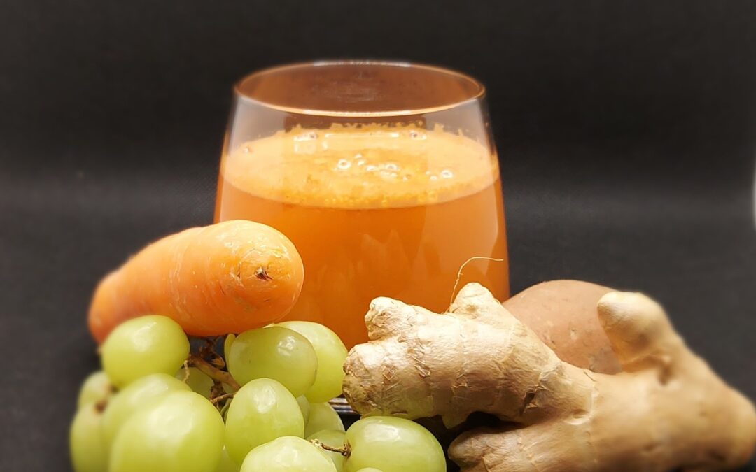 Jus patate douce, carottes, raisin, gingembre